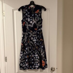 Ted Baker Navy and Orange Floral Midi Dress